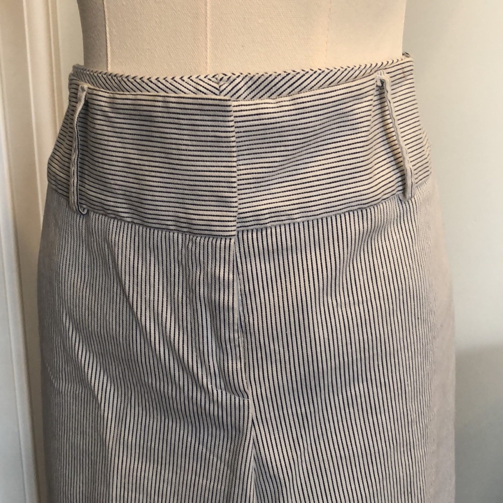 Anthropologie Designer Pants White w/Blue pinstripes EUC - Picture 2 of 7